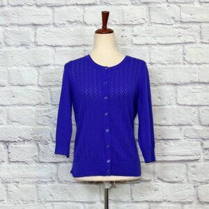Talbots Violet Herringbone Weave Cardigan